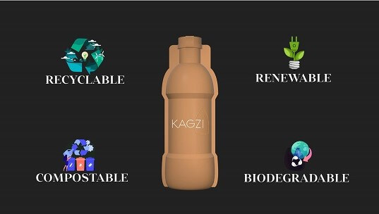 Paper Water Bottle  Compostable. Biodegradable. Recyclable. Renewable.